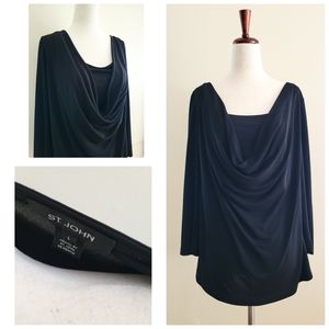 St John Black Drape Top